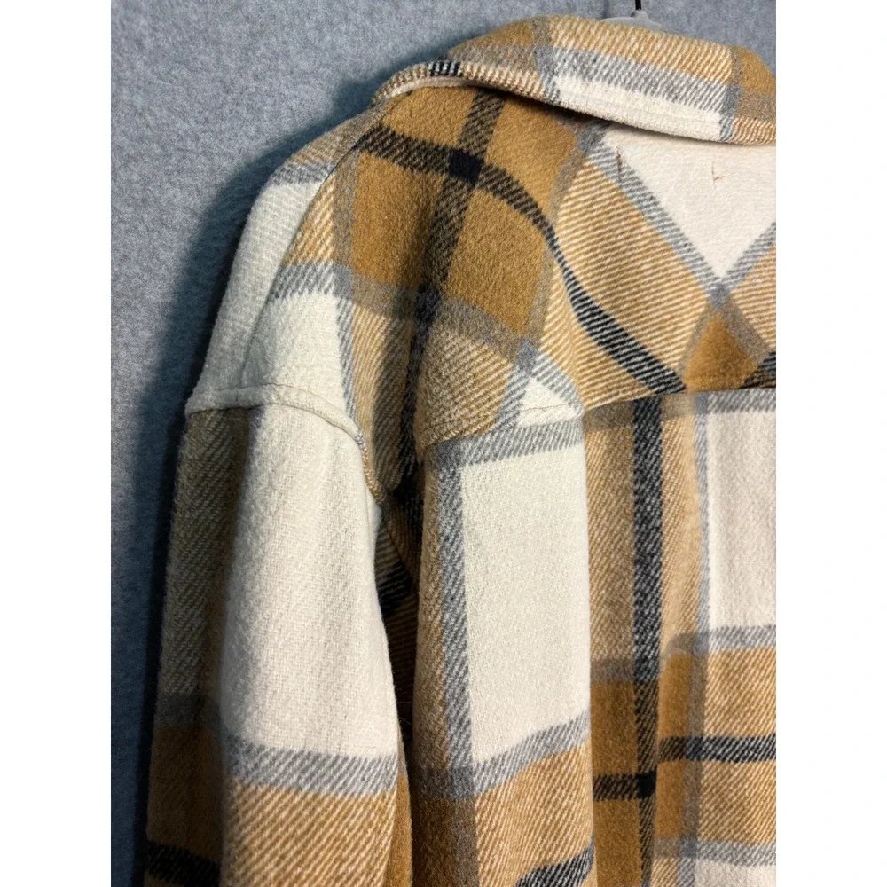 Workshop Plaid Shacket Jacket M Oversized Snap Front Cozy Fall Cabincore Coat